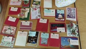 Christmas cards were gifted to children at Sakura Classroom