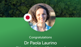 A poster featuring Dr. Paola Laurino
