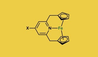 An image showing the chemical structure of the newly synthesized 20-electron ferrocene derivative