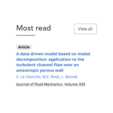 Photo of the most read paper of the Journal of Fluid Mechanics