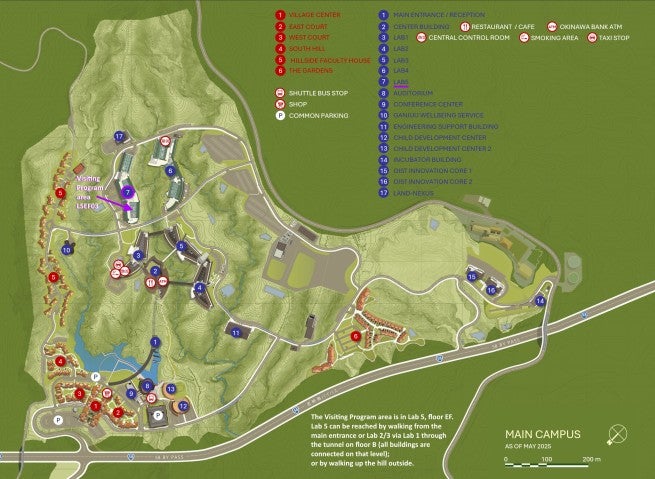 Map of OIST, with Lab 5 Visiting Program area marked