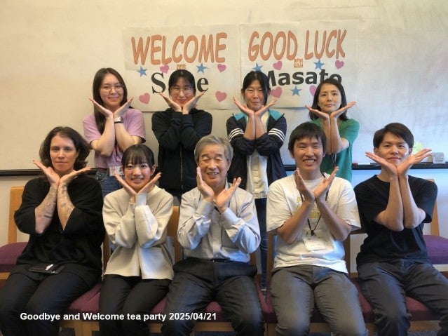 A group photo taken at Goodbye and Welcome tea party on April 21, 2025.