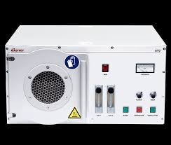 Small unit with gas meters and round sample chamber, table-top system