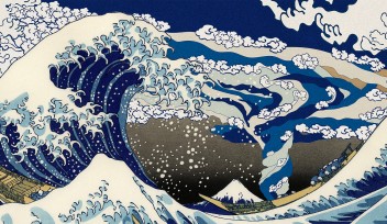 drawing of big wave in the ocean