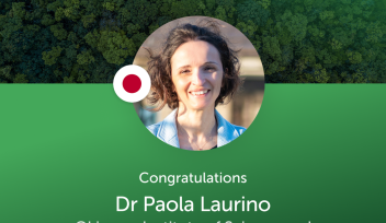 A poster featuring Dr. Paola Laurino