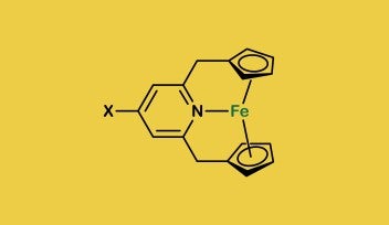 An image showing the chemical structure of the newly synthesized 20-electron ferrocene derivative