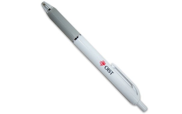 white pen with oist logo